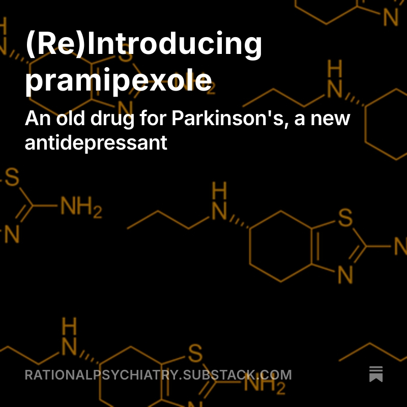 Rational_Psych's tweet image. In February, I saw @michaelbrowni19 present the results of PAX-D, a randomised controlled trial of pramipexole in treatment-resistant depression

Like many in the audience, I was blown away by the results 

(link in bio)