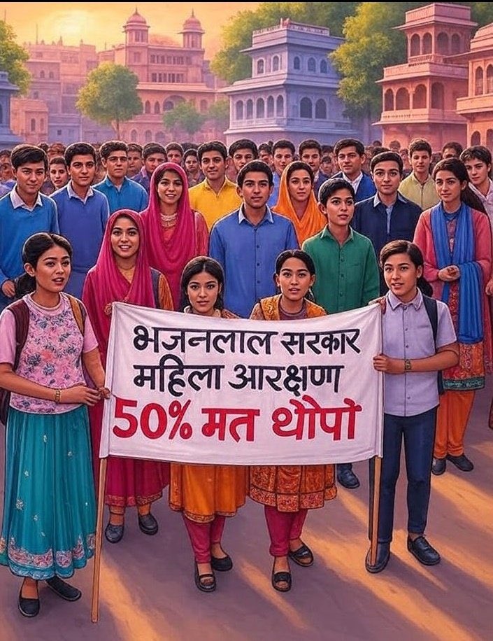Ajit Singh Nokha (@ajits_rathore) on Twitter photo महिला आरक्षण एक मीठा विष है जो धीरे धीरे bstc को ही खत्म कर देगा
बात ये नही है महिलाएं योग्य नहीं है
पर उन्हें आगे बढ़ाने के लिए आप जो युवाओं के पंख काट रहे हो ये आपके और आपकी सरकार दोनों के लिए नुकसान दायक है <a href="/BhajanlalBjp/">Bhajanlal Sharma</a> जी एक बार फिर से पुनर्विचार करे
#महिला_आरक्षण_50_वापस_लो महिला आरक्षण एक मीठा विष है जो धीरे धीरे bstc को ही खत्म कर देगा
बात ये नही है महिलाएं योग्य नहीं है
पर उन्हें आगे बढ़ाने के लिए आप जो युवाओं के पंख काट रहे हो ये आपके और आपकी सरकार दोनों के लिए नुकसान दायक है <a href="/BhajanlalBjp/">Bhajanlal Sharma</a> जी एक बार फिर से पुनर्विचार करे
#महिला_आरक्षण_50_वापस_लो
