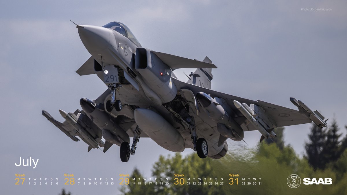 Saab's tweet image. Hello Summer! It's time for the July Gripen Calendar image 🗓️
Download the image here: saab.com/sites/content/…
📷: Jörgen Ericsson