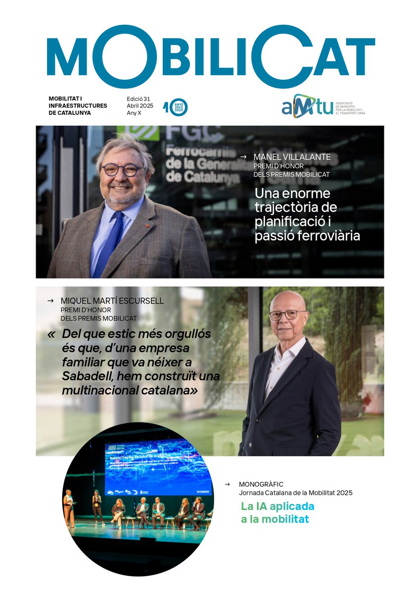 🔔Ja ha sortit l'edició 32 de la revista MobiliCat!!!

🔵En aquesta edició hi podeu llegir: 
👉Entrevista a Manel Villalante
👉Entrevista a Miquel Martí
👉Monogràfic sobre IA aplicat a la mobilitat
👉Entre d'altres...

🗞️Ja disponible a mobilicat.cat