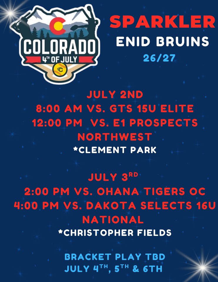 Can’t wait to hit the field with my girls!  Here is our schedule for the Sparkler this week!  <a href="/Casady_Webb/">Casady Webb</a> <a href="/Coach_Lem_UAM/">Kyle Lem</a> <a href="/jtjones00/">Jordon Jones</a> <a href="/MSC_Softball/">MSC Softball</a> <a href="/IvyRosenberry/">Ivy Rosenberry</a> <a href="/HutchSoftball/">HUTCH SOFTBALL</a> <a href="/CoachCodyWhite/">Cody White</a> <a href="/CoachSaigeV/">Saige</a> <a href="/ATUSoftball/">ATU Softball</a> <a href="/PSCBobcatSB/">Peru State Softball</a> <a href="/_AaronMullens/">Aaron Mullens</a> <a href="/bsmart17/">Brooke Smart</a> <a href="/Jace_Brewer/">Jace Brewer</a> <a href="/OSUcoachG/">Kenny Gajewski</a>