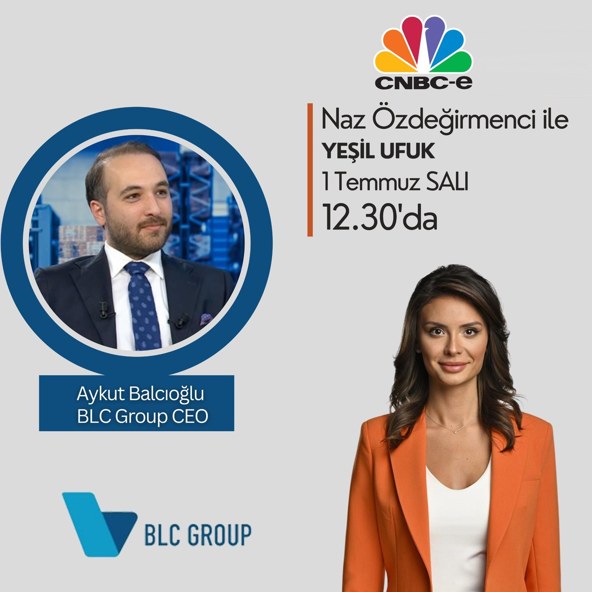 CEO'muz Aykut Balcıoğlu, bugün saat 12.30'da CNBC-e'de Naz Özdeğirmenci'nin sunumu ile Yeşil Ufuk programına konuk oluyor.