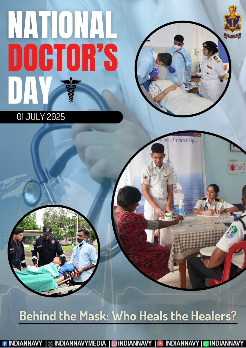 IN (@indiannavymedia) on Twitter photo 🩺 On #NationalDoctorsDay, #IndianNavy expresses deep appreciation for medical professionals for their care and commitment— both within the naval community and beyond — who safeguard lives and protect the well being of our people.
<a href="/WHO/">World Health Organization (WHO)</a>
<a href="/MoHFW_INDIA/">Ministry of Health</a>
<a href="/indiannavy/">SpokespersonNavy</a>
<a href="/IN_WNC/">Western Naval Command</a>
<a href="/IN_HQENC/">Eastern Naval Command 🇮🇳</a> 🩺 On #NationalDoctorsDay, #IndianNavy expresses deep appreciation for medical professionals for their care and commitment— both within the naval community and beyond — who safeguard lives and protect the well being of our people.
<a href="/WHO/">World Health Organization (WHO)</a>
<a href="/MoHFW_INDIA/">Ministry of Health</a>
<a href="/indiannavy/">SpokespersonNavy</a>
<a href="/IN_WNC/">Western Naval Command</a>
<a href="/IN_HQENC/">Eastern Naval Command 🇮🇳</a>