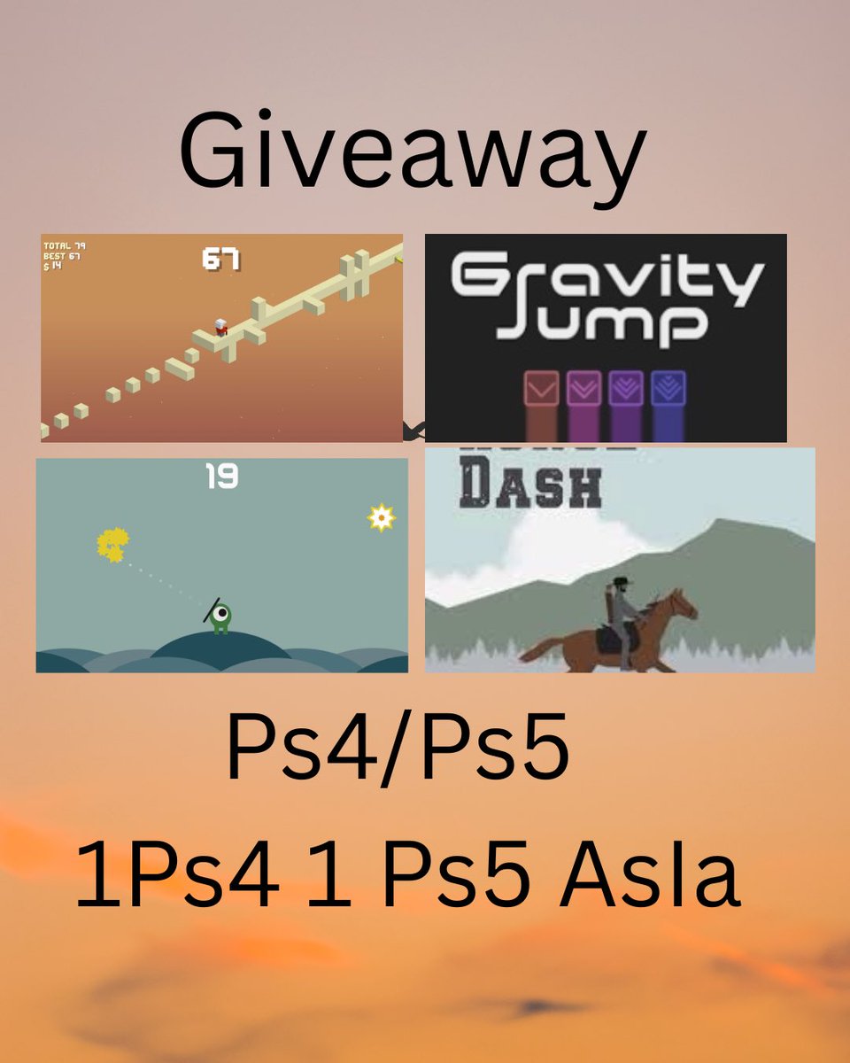 Dinoryno81 (@dinoryno81) on Twitter photo Giveaway
Twist It
1/Ps4 1/Ps5 Asia
Gravity Jump
1/Ps4 1Ps5 Asia
Stat Archer
1/Ps4 1Ps5 Asia
Horse Dash
1/Ps4 1/Ps5 Asia
To Enter
Follow
<a href="/Dinoryno81/">Dinoryno81</a>
<a href="/Aristo_Studio/">Aristo Studio</a>
<a href="/Teamfsng4822/">Team fsng gaming</a>
Comment Verizon
And Game
Drawing on Wed July 2 Giveaway
Twist It
1/Ps4 1/Ps5 Asia
Gravity Jump
1/Ps4 1Ps5 Asia
Stat Archer
1/Ps4 1Ps5 Asia
Horse Dash
1/Ps4 1/Ps5 Asia
To Enter
Follow
<a href="/Dinoryno81/">Dinoryno81</a>
<a href="/Aristo_Studio/">Aristo Studio</a>
<a href="/Teamfsng4822/">Team fsng gaming</a>
Comment Verizon
And Game
Drawing on Wed July 2