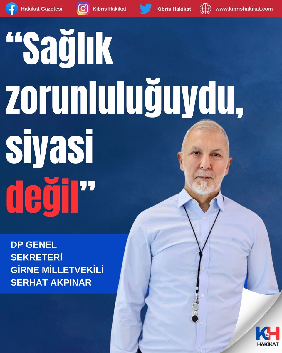 Akpınar: “Sağlık zorunluluğuydu, siyasi değil”
kibrishakikat.com/?p=238168

#SerhatAkpınar #DemokratParti #KKTCMeclisi #SiyasiAçıklama #KıbrısSiyaseti #MeclisKatılımı #ÜnalÜstel #DP #GirneMilletvekili #SiyasetGündemi  #SpekülasyonlaraYanıt #KKTCHaber #KıbrısHaber

<a href="/akpinar_serhat/">Serhat AKPINAR</a>