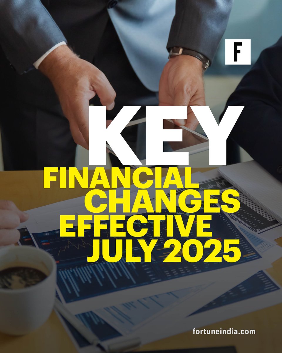 FortuneIndia's tweet image. 🚨 [PART 1/2] Key financial updates, including an extended ITR filing deadline and revised bank charges for credit cards and savings accounts, come into effect this July. Here&apos;s what to know.

For more news &amp;amp; updates, visit 🔗fortuneindia.com

#FinanceUpdate #ITRFiling…