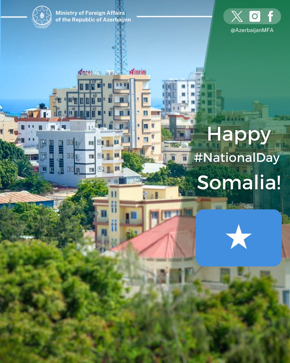MFA Azerbaijan ๐ฆ๐ฟ (@azerbaijanmfa) on Twitter photo Congratulations to Somalia and its people on the occasion of Independence Day!
๐ฆ๐ฟ๐ธ๐ด
<a href="/MOFASomalia/">Ministry of Foreign Affairs ๐ธ๐ด</a> Congratulations to Somalia and its people on the occasion of Independence Day!
๐ฆ๐ฟ๐ธ๐ด
<a href="/MOFASomalia/">Ministry of Foreign Affairs ๐ธ๐ด</a>