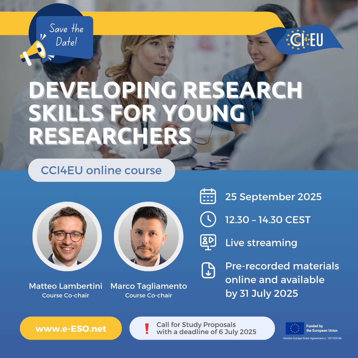ESOncology (@esoncology) on Twitter photo #CCI4EU Call for Study proposals - Deadline 6 July
Are you an early-career researcher in oncology?
With <a href="/OECI_EEIG/">Organisation of European Cancer Institutes</a> we are selecting 4 Study Proposals presenters to share their projects and receive live expert feedback during the course.
👉🏼 bit.ly/CCI4EUCallForS… #CCI4EU Call for Study proposals - Deadline 6 July
Are you an early-career researcher in oncology?
With <a href="/OECI_EEIG/">Organisation of European Cancer Institutes</a> we are selecting 4 Study Proposals presenters to share their projects and receive live expert feedback during the course.
👉🏼 bit.ly/CCI4EUCallForS…