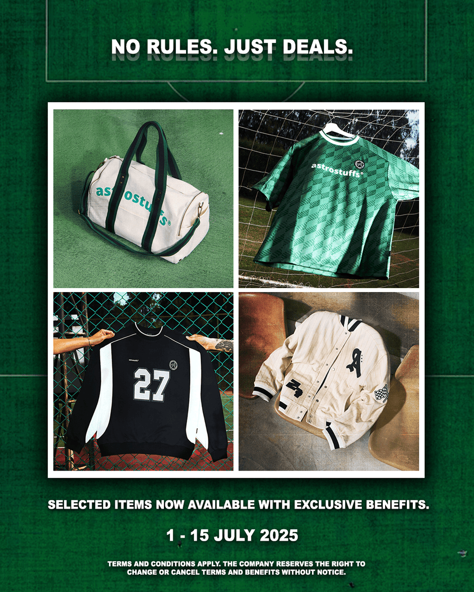 Astrostuffs_TH's tweet photo. The game returns. Green or Black?

Choose your team's gear to unlock access. Every item purchased grants you the right to acquire exclusive add-ons at a special price.

Available now at the AstroStuffs Paragon pop-up and Webstore.

#ParagonDepartmentStore
#AstroStuffs https://t.co/xY8N8SVxEi