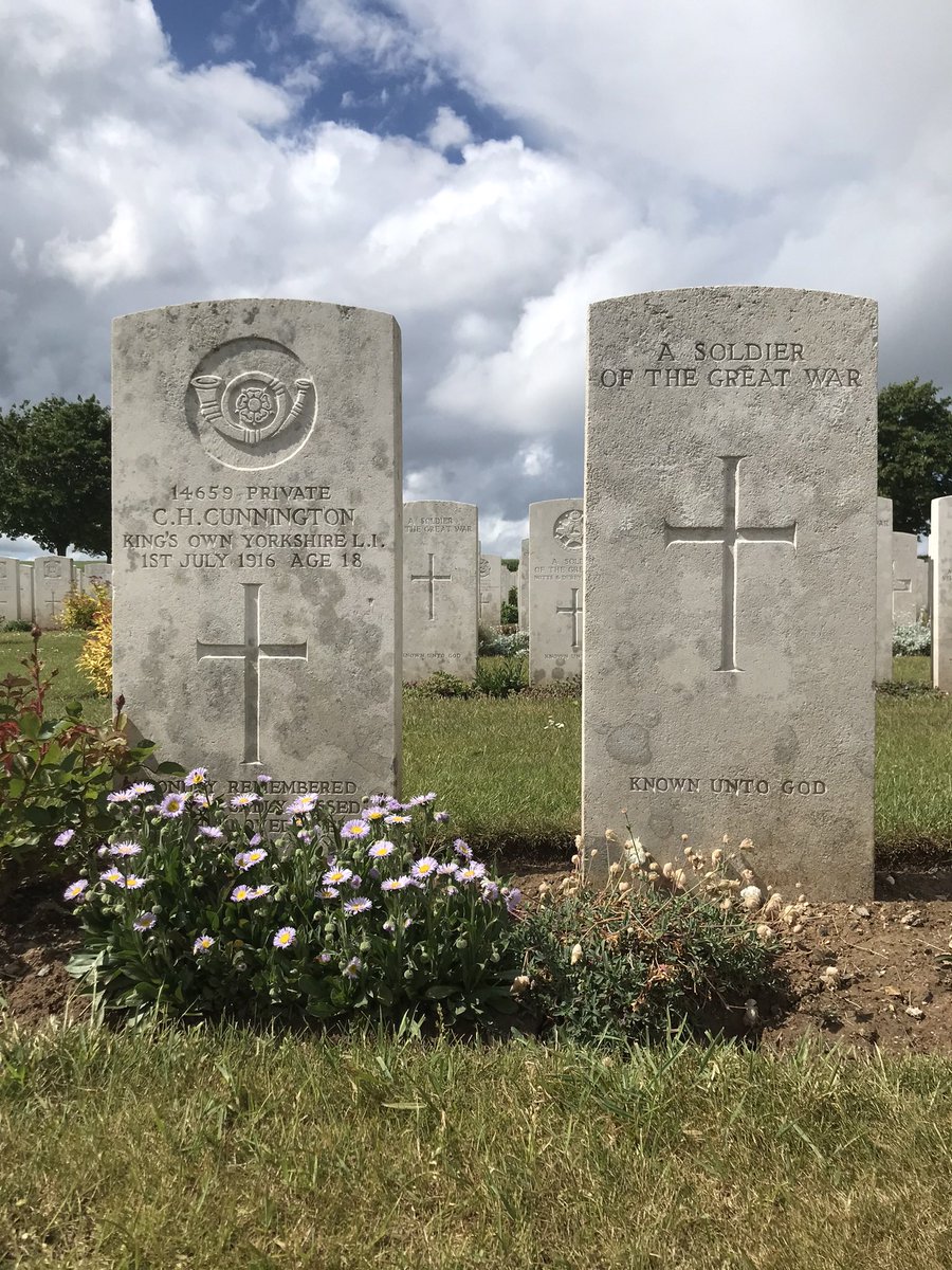 Nigel Stevens (@legin_snevets) on Twitter photo .<a href="/CWGC/">Commonwealth War Graves</a> Ovillers Military Cemetery.
18 year old Clem Cunnington was one of the first burials here. He had crossed the vast expanse between the front lines in Mash Valley. His body was recovered from the German lines by his friends . .<a href="/CWGC/">Commonwealth War Graves</a> Ovillers Military Cemetery.
18 year old Clem Cunnington was one of the first burials here. He had crossed the vast expanse between the front lines in Mash Valley. His body was recovered from the German lines by his friends .