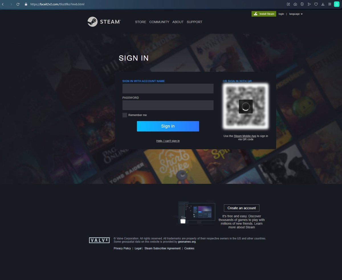 CYBERdotGS's tweet photo. Steam phishing registered via
@Namecheap 

hxxps://faceit2v2[.]com/tfoz8fko7mvb.html https://t.co/Z5w7z8tBuk