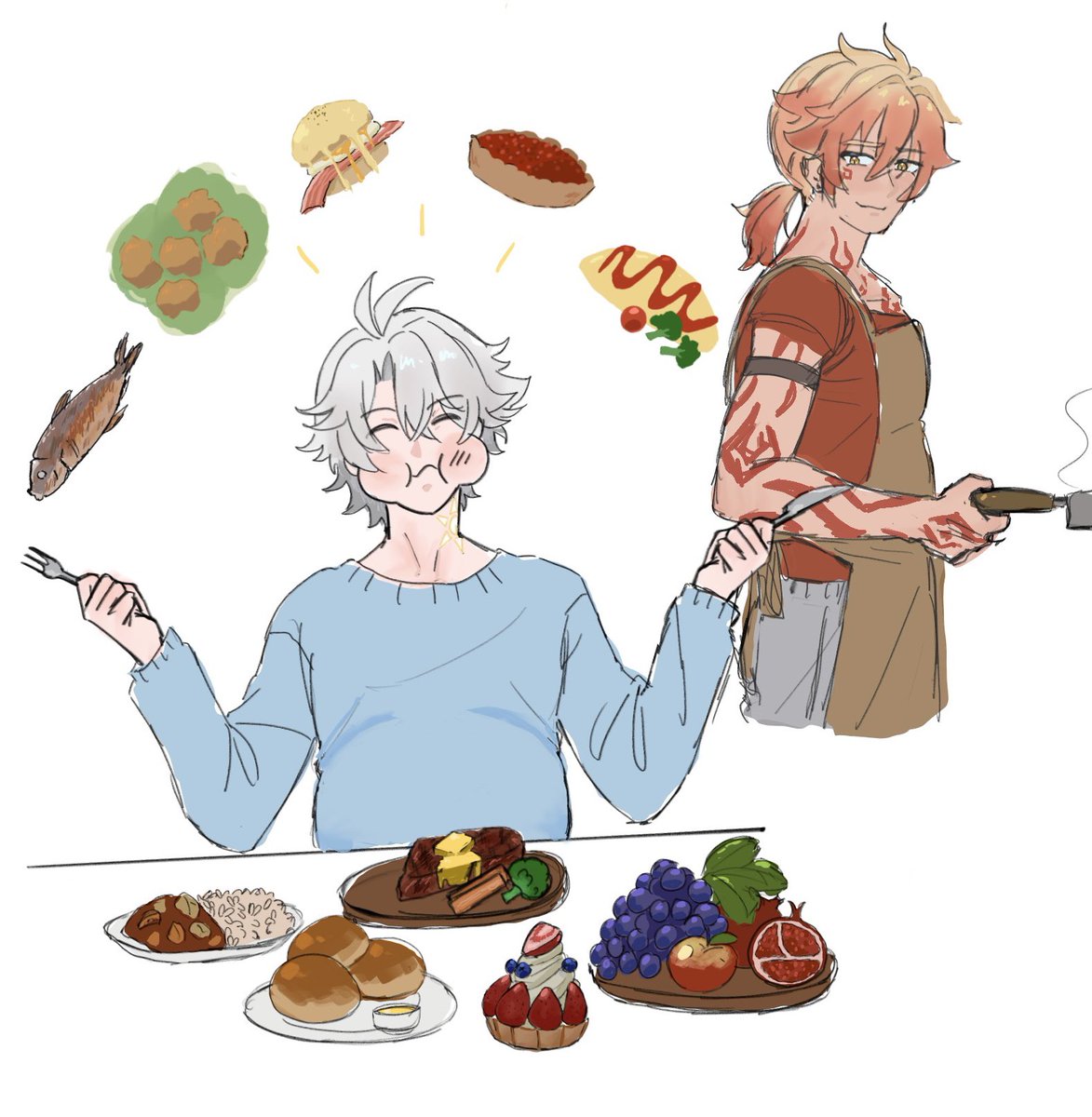 hyacinth0789's tweet image. (Late) Day 5: Modern Au
-mpreg-
Chef Mydei gotta make sure to feed his preggy wife, cuz he’s always phangry 🤭
#myphaiweek2025 #myphai