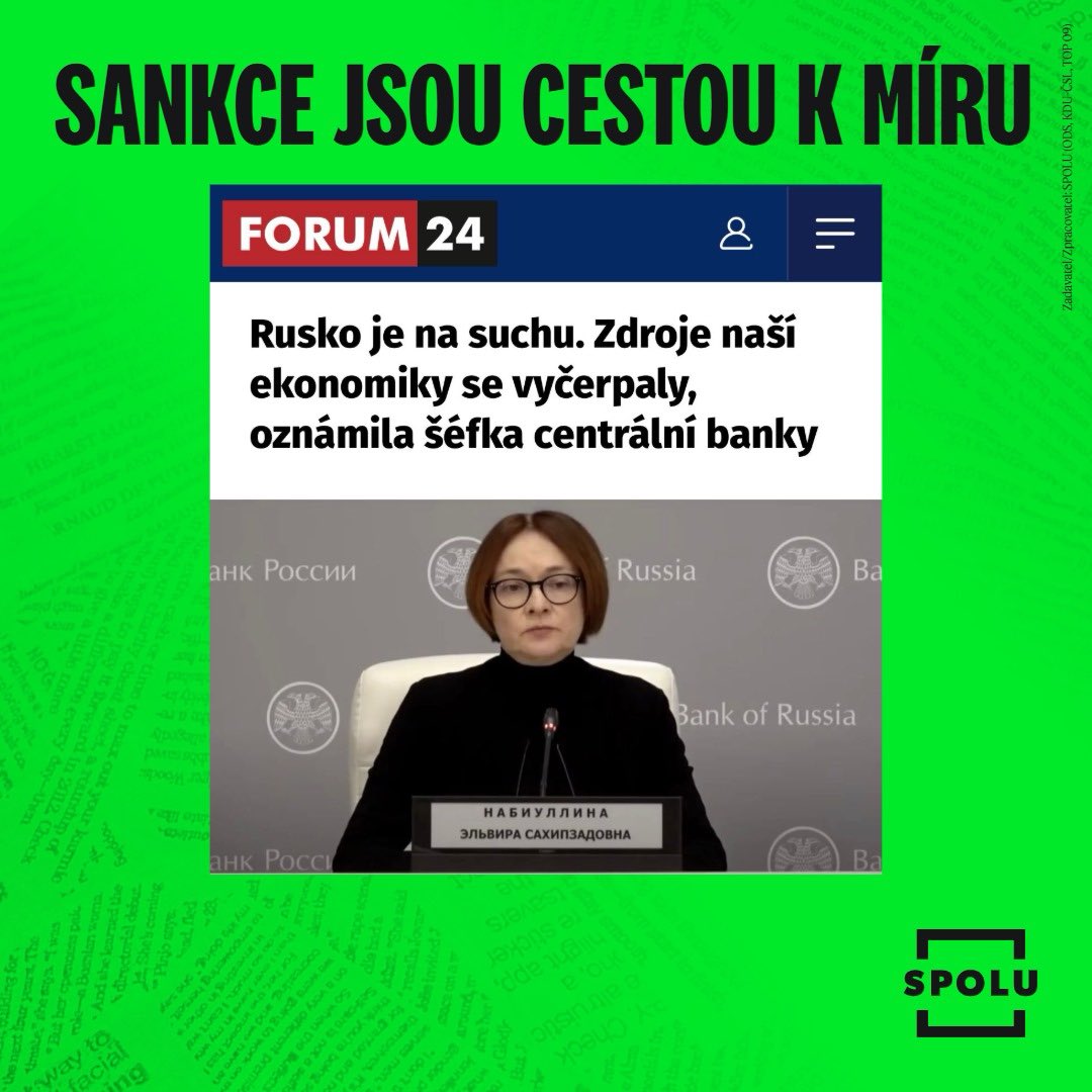 jiri_slavikk's tweet image. Šéfka Centrální banky Ruska: Naše ekonomika narazila na strop. Sankce jednoduše fungují, proto Kreml tvrdí opak! 📉
Souhlasím s panem prezidentem Pavlem - musíme pokračovat v tlaku a být ještě tvrdší. Maďarsko a Slovensko nesmí brzdit jednotný postoj EU.