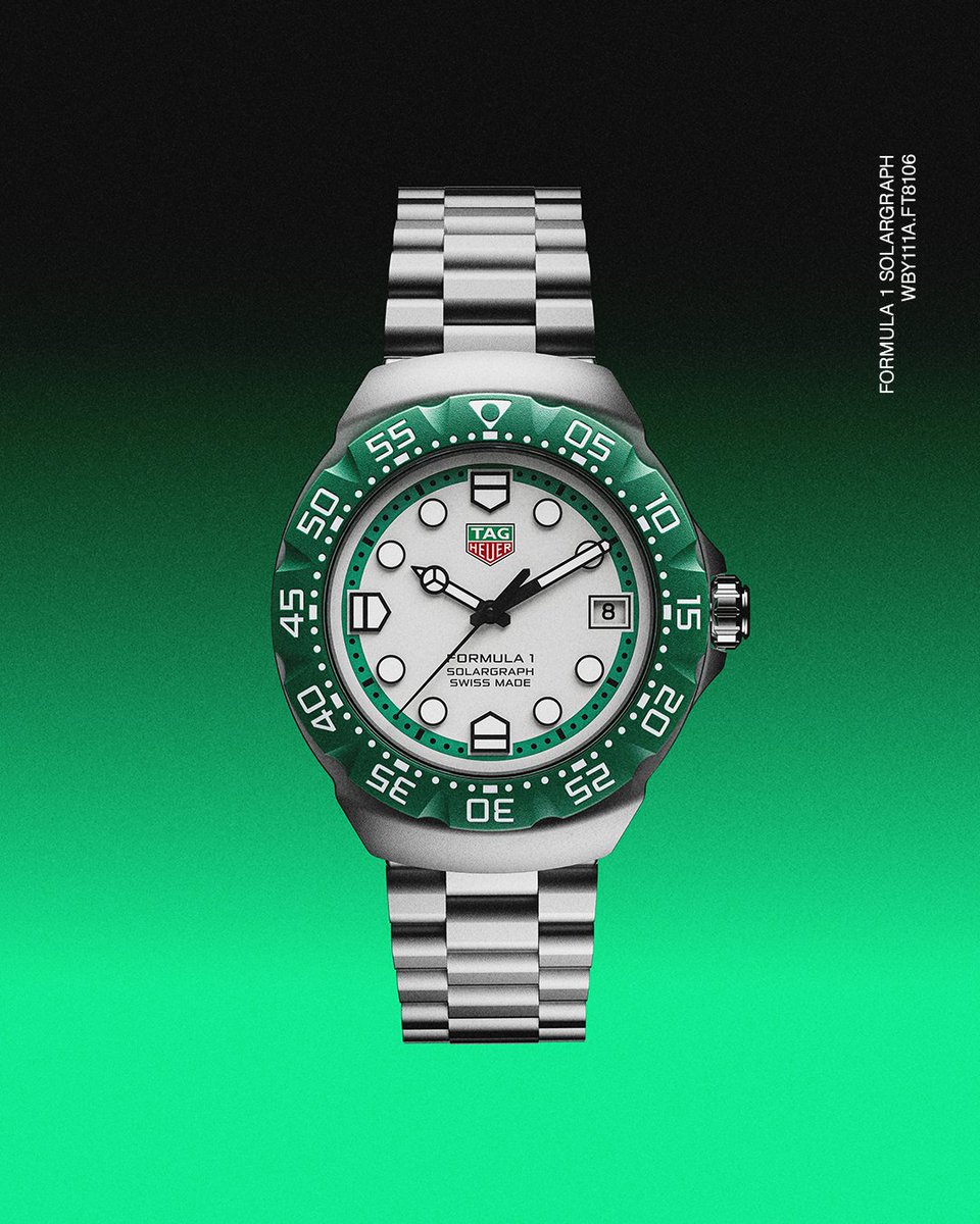 Outfitted in iconic British racing green, the new 38mm TAG Heuer Formula 1 Solargraph embraces its colorful origins while elevated finishings, a redesigned steel bracelet, and solargraph technology keeps it powered on and off the track.

Available now online for pre-sale in