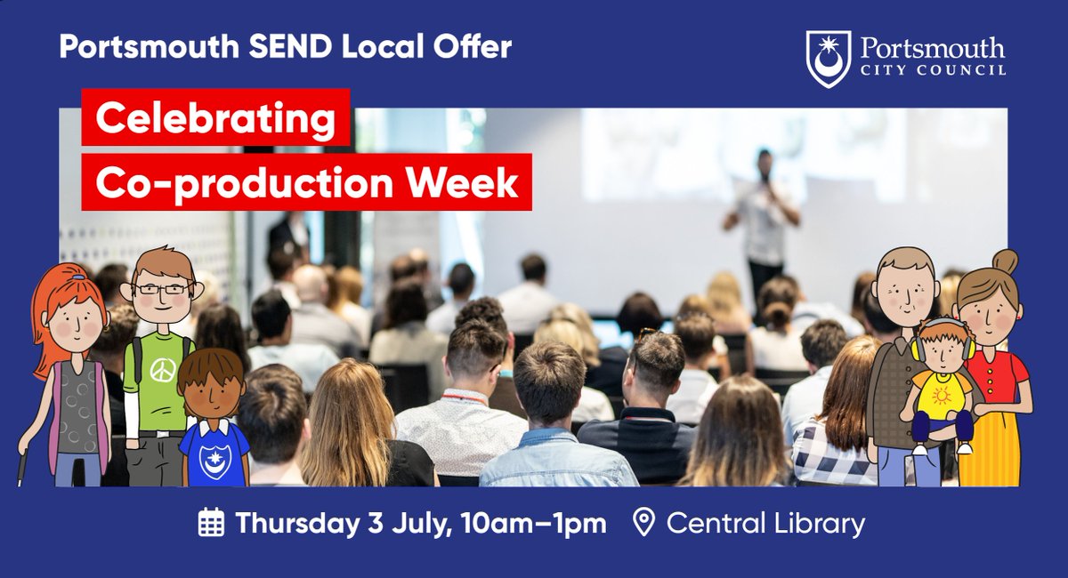 SendLocal's tweet image. Secure your ticket to Portsmouth: Our Inclusive City event, hosted by Kids, a national charity that champions the voice of young people with SEND. 

Celebrate #NationalCoproductionWeek with us and get your ticket before 4pm today! 

Visit: eventbrite.com/e/portsmouth-o…