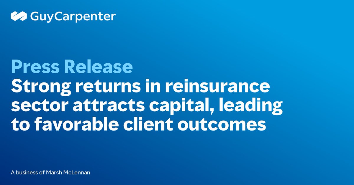 Guy Carpenter has released its press release on Mid-Year 2025 Renewals, which reflected renewal trends seen at January 1 continuing through the first half of 2025. bit.ly/4lwIPTM