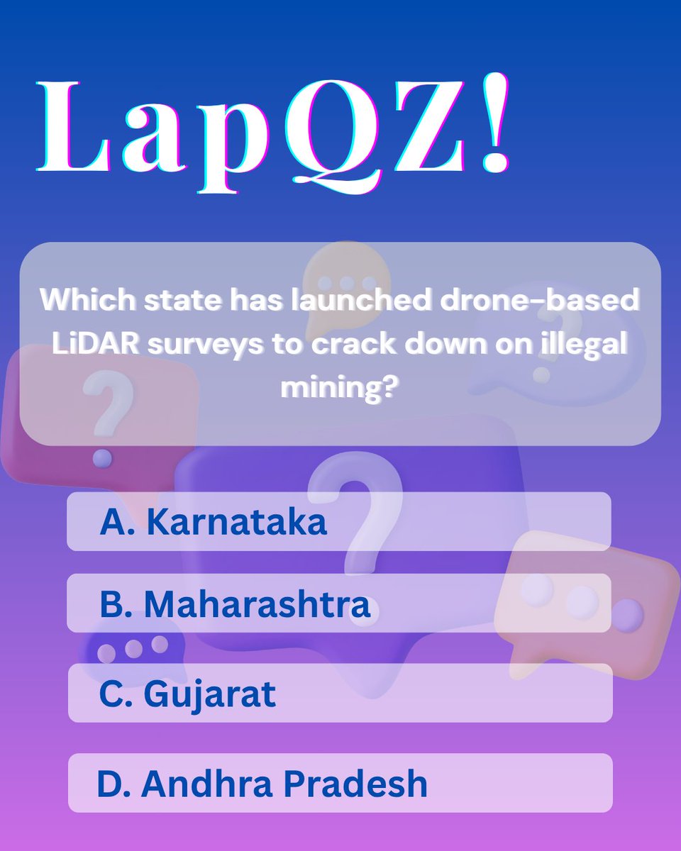 PComLap's tweet image. 👇 Answer the question below in the comments:
💬 Drop your answer (A/B/C/D) in the comments below!
🎯 Let’s see who gets it right!
📣 Tag a friend who should try this too!
✅ Answer will be revealed soon – stay tuned!

#PcomLap #CurrentAffairs #DroneTechnology #LiDARSurvey