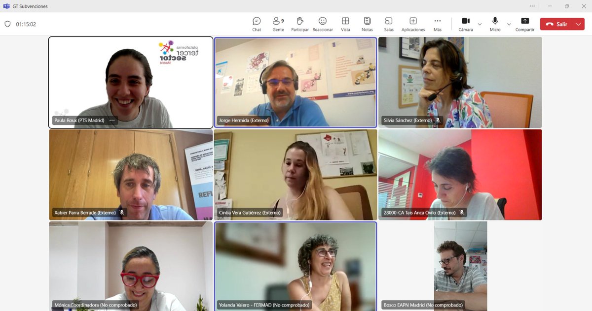 💻 Ayer se reunión el Grupo de Trabajo de Subvenciones de la Plataforma del #TercerSectorMadrid