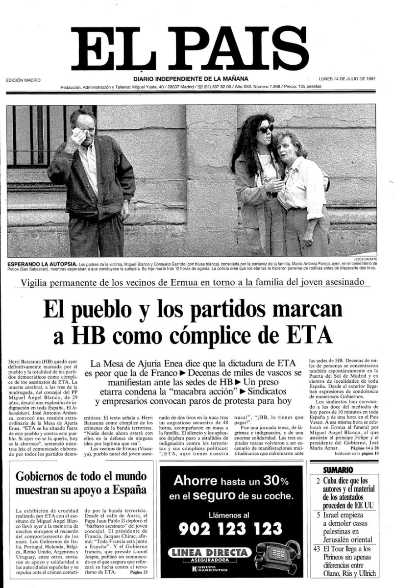 🗞️ Julio de 1997: el pueblo habló. Y el mundo escuchó.

Las portadas de aquellos días no fueron solo noticias:
fueron testimonio de unas movilizaciones sin precedentes.
Millones de personas en las calles, de norte a sur, alzando la voz contra ETA y contra quienes miraban a otro