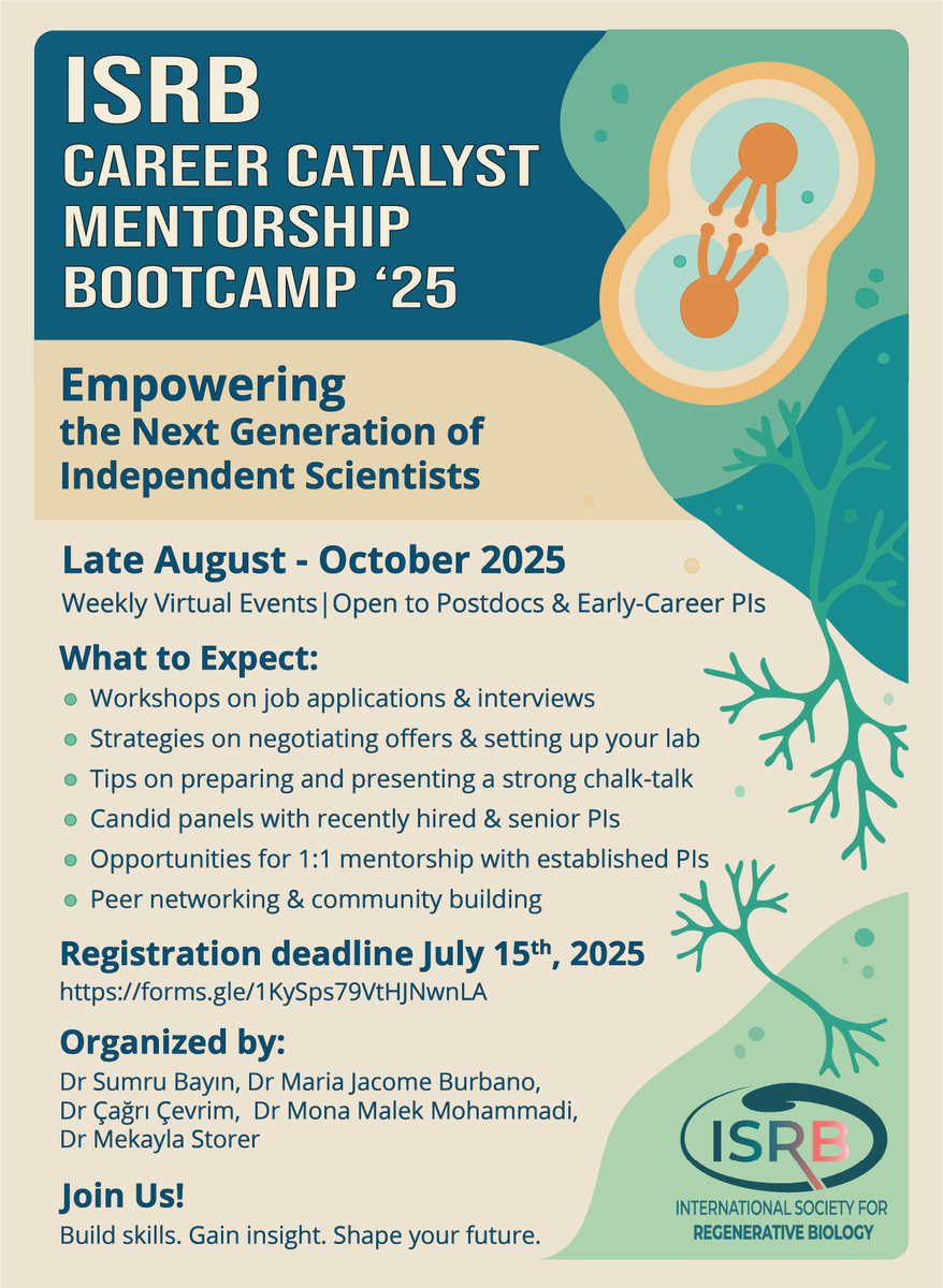 ISRBio's tweet image. Last two weeks to sign up to the Career Catalyst Mentorship Programme for this year. Opportunities for 1:1 mentoring. docs.google.com/forms/d/e/1FAI…