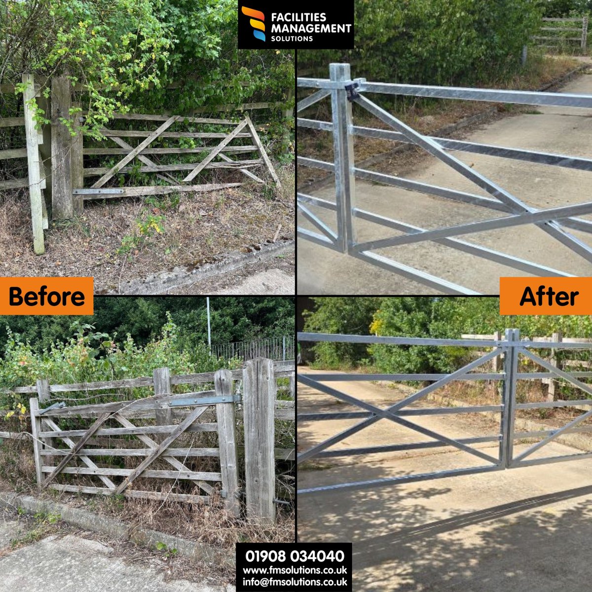 We replaced this broken gate with a new one. 🛠️

As shown in the before image, the previous gate was heavily worn and no longer functional. To better serve our client, we installed a durable gate that offers reliability and improved security. 🤝

Contact us today.

01908 034040📞