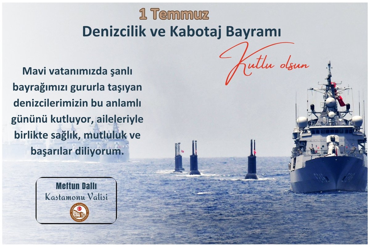Kastamonu Valiliği (@kastamonuvalilk) on Twitter photo ⚓️ 1 Temmuz Denizcilik ve Kabotaj Bayramı kutlu olsun!
#MaviVatan
#DenizcilikveKabotajBayramı
<a href="/MeftunDalli/">Meftun Dallı</a> ⚓️ 1 Temmuz Denizcilik ve Kabotaj Bayramı kutlu olsun!
#MaviVatan
#DenizcilikveKabotajBayramı
<a href="/MeftunDalli/">Meftun Dallı</a>