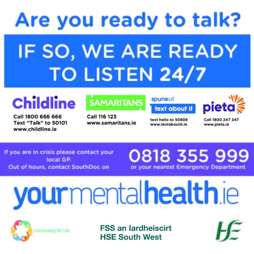 Mariodonovan08's tweet image. 📞Are you ready to talk? ℹ️– Whatever
you are going through, call these confidential supports
any time 24/7
#helpline
#helpline
@CorkSamaritans
@KerrySamaritans
@PietaHouse