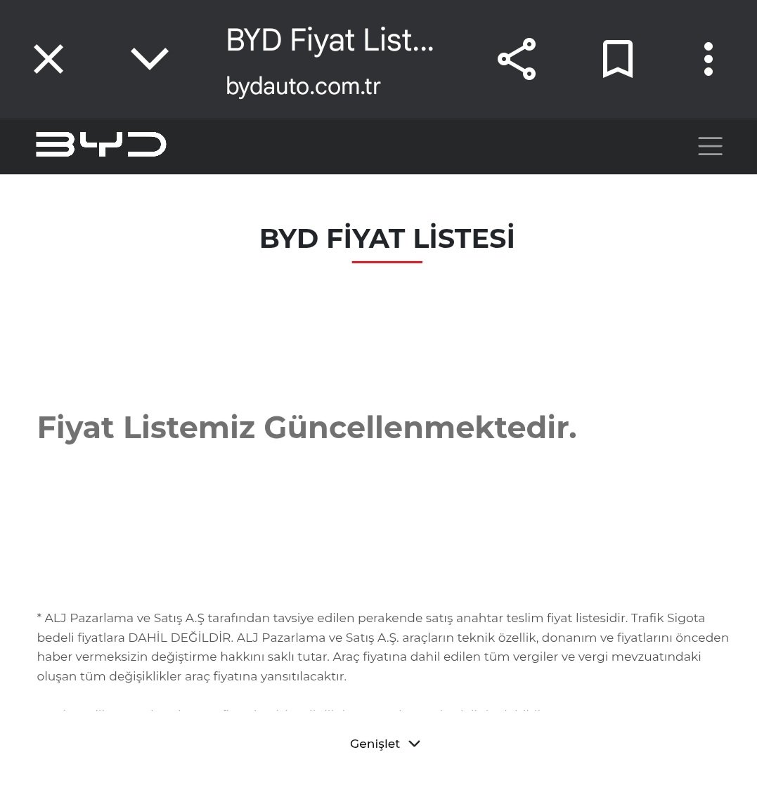 BYD Seal U EV sipariş etmiştik zam gelmez diye düşünüyorduk çünkü tam %10 luk dilimin sınırında bu günde fiyat listemiz güncellenmektedir yazıyor sizce zam gelirmi? Gelirse %40 lık dilime girecek çünkü