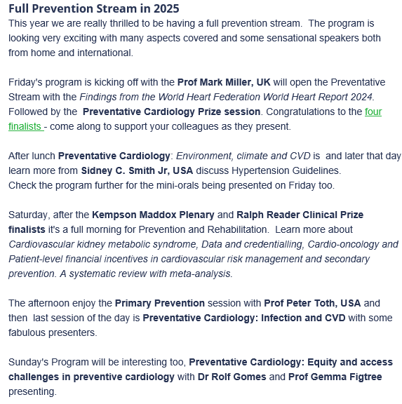 A/Prof Jessica Orchard (@jessicajorchard) on Twitter photo Only 6 weeks until <a href="/thecsanz/">CSANZ</a> ... getting excited for a full #prevention stream this year with amazing speakers πππ
<a href="/JRedHeart/">Julie Redfern AM β‘</a> <a href="/AnastasiaSMihai/">Dr Anastasia Mihailidou FAHA FCSANZ FESC</a> Only 6 weeks until <a href="/thecsanz/">CSANZ</a> ... getting excited for a full #prevention stream this year with amazing speakers πππ
<a href="/JRedHeart/">Julie Redfern AM β‘</a> <a href="/AnastasiaSMihai/">Dr Anastasia Mihailidou FAHA FCSANZ FESC</a>