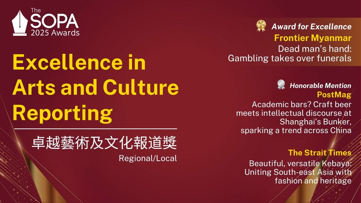 Happy to have won a SOPA for my story on Bunker, the academic bar in Shanghai that went viral last year. Sad to say that it was finally forced to close by the authorities just a couple weeks ago - but its young team will no doubt continue to do great and interesting things!