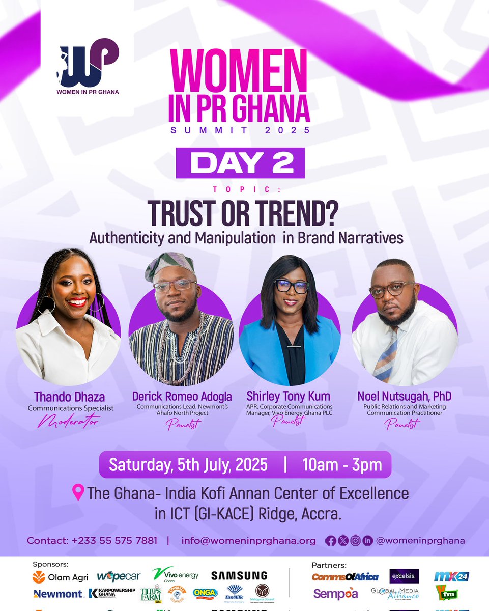 #Meetourpanel for Day 2!🥳

Our Panel for Day 2 are Set and Readdyyy!

We can't wait for the ultimate experience at the 9th Women in PR Ghana Summit 2025!🤩

Mark your calendar and prepare to join us this weekend!😃