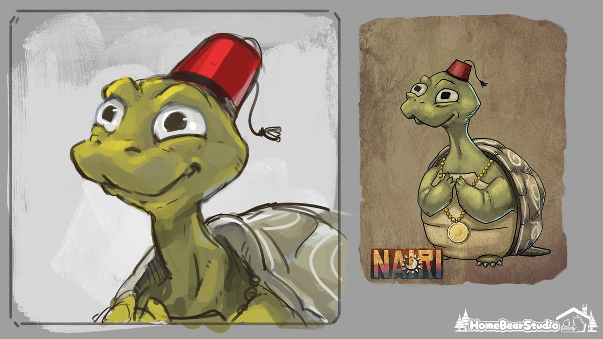 HomeBearStudio's tweet image. Tarik portrait sketch (left), and an old version made for the NAIRI Kickstarter project (right)🐢
#indiegame #characterdesign #インディーゲーム