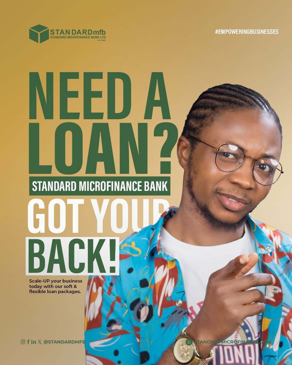 Standardmfb's tweet image. Welcome to July everyone🤝🎉

This July, use this opportunity to scale—up your business using our soft &amp;amp; flexible loans at Standard Microfinance Bank.

We believe in empowering businesses and growing together, join us today, join us now.

#July #NewMonth #StandardMicrofinanceBank