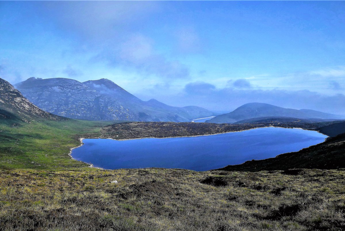 Natural loughs of the Mourne Mountains: Blue L, Binnian L, Cove L and Lough Shannagh, by far the largest of the Mourne range's natural bodies of water. Didn't see them all on the same day.