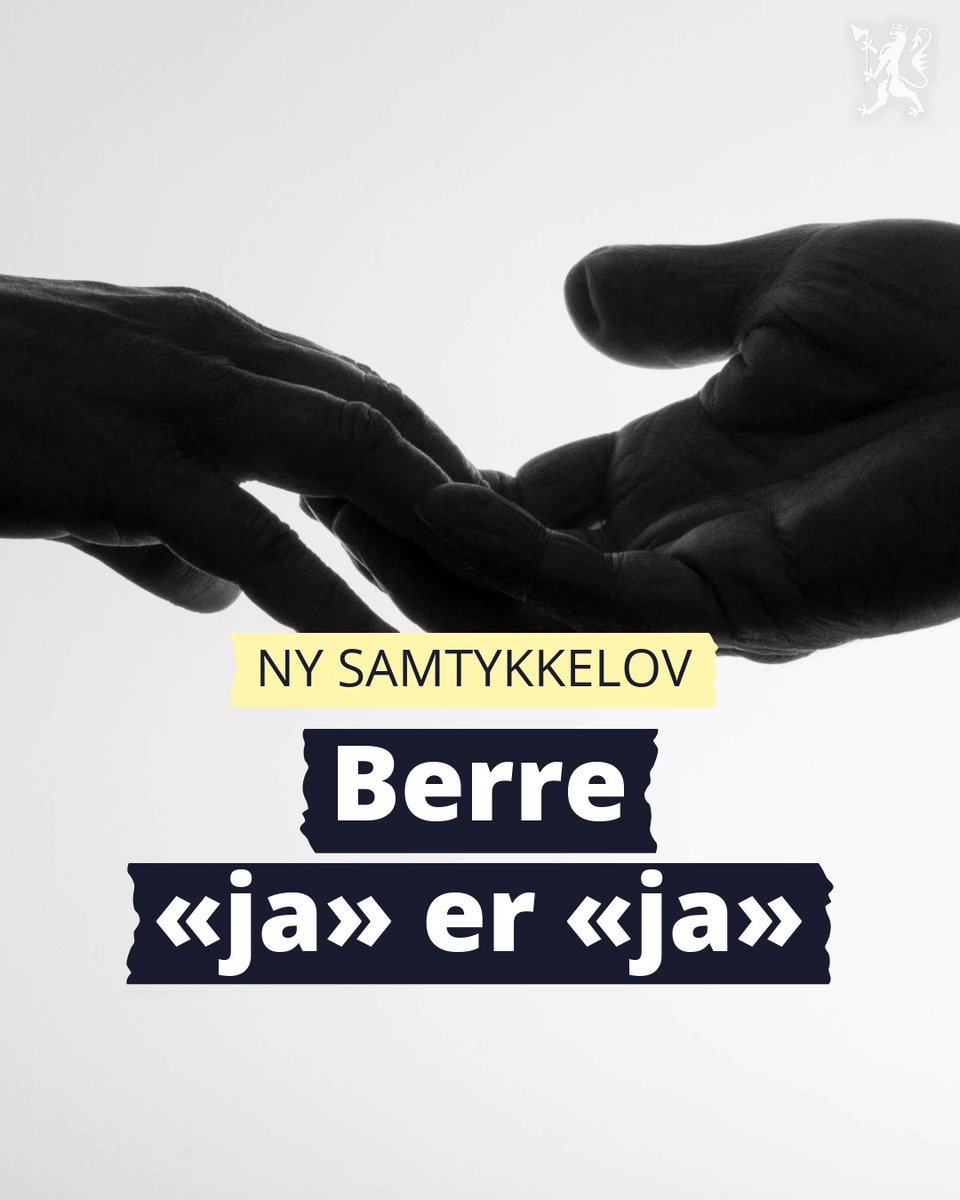 Berre ja er ja! I dag trer den nye samtykkelova i kraft.   

Les meir på regjeringen.no/id3113434.