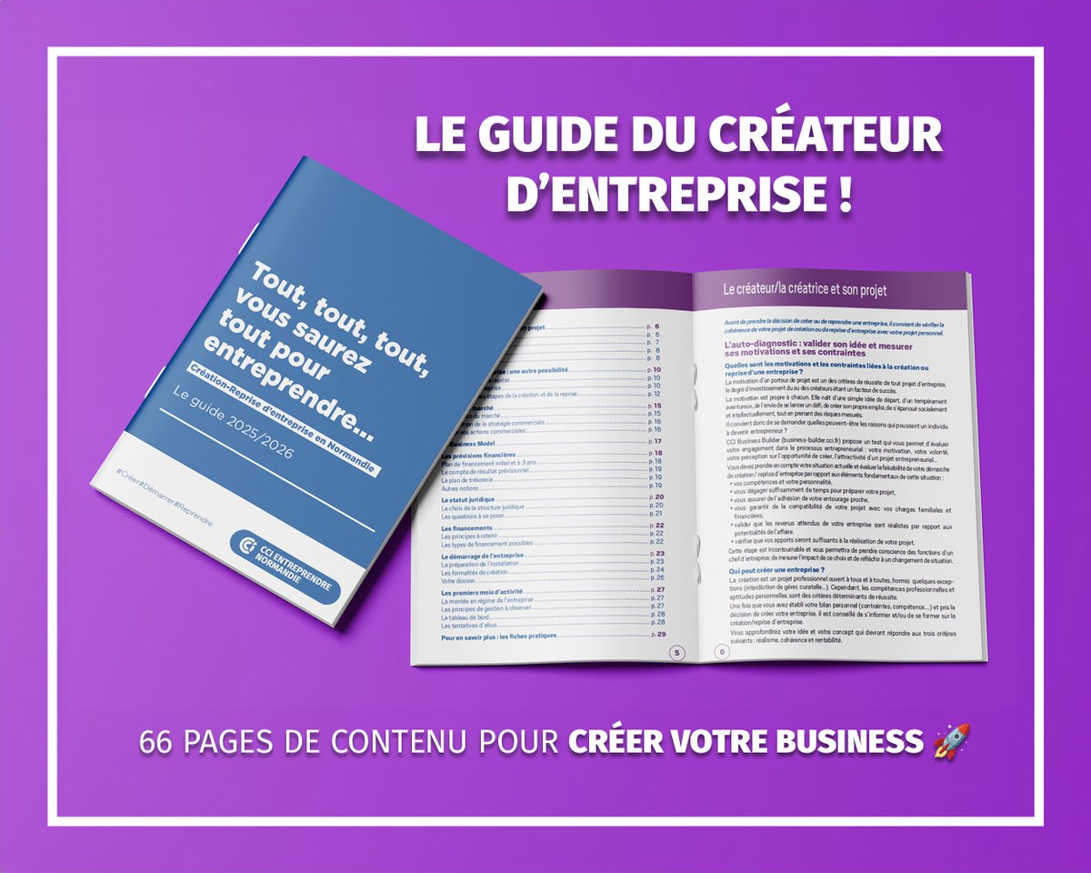 🚀 C'est LE guide ultime pour créer ou reprendre une entreprise !

Étude de marché, business model, statuts, financement… Tout ce qu’il faut savoir pour bien démarrer son aventure entrepreneuriale !

📥 Téléchargement gratuit juste ici 👇
rouen-metropole.cci.fr/actualite/guid…