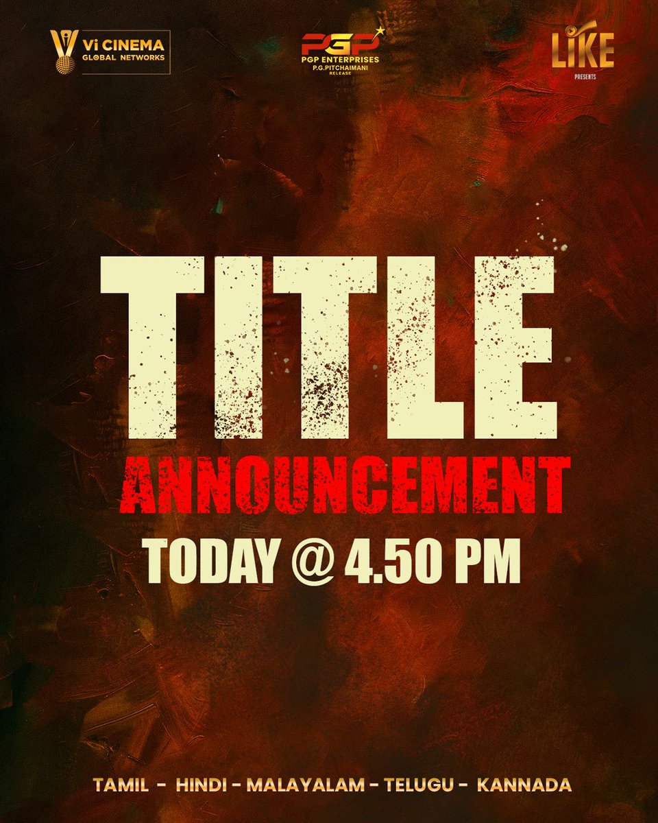 IamVijaysekaran's tweet photo. *Twitter*

Vi CINEMA GLOBAL NETWORKS and LIKE join hands for a cinematic journey – Title announcement drops Today at 4:50 PM. Stay tuned ⏳
Written and directed by 🎬 @IamVijaysekaran
 @KavingarSnekan @Ramamoorthyvela @swasika_vj @SwasikaVlog @anbariv @Musicisfuture7 @ProBhuvan https://t.co/gz3LIqbGoo