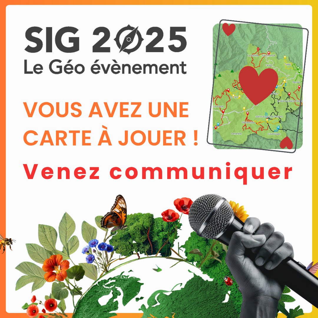 🃏 #SIG2025 – Vous avez encore une carte à jouer !
Et pas n’importe laquelle : celle de partager vos idées, vos projets, vos expériences géo 
La scène de SIG2025 vous tend les bras, il ne tient qu’à vous de sortir votre meilleur atout !

🗓️ Vous avez jusqu’au 12 juillet pour