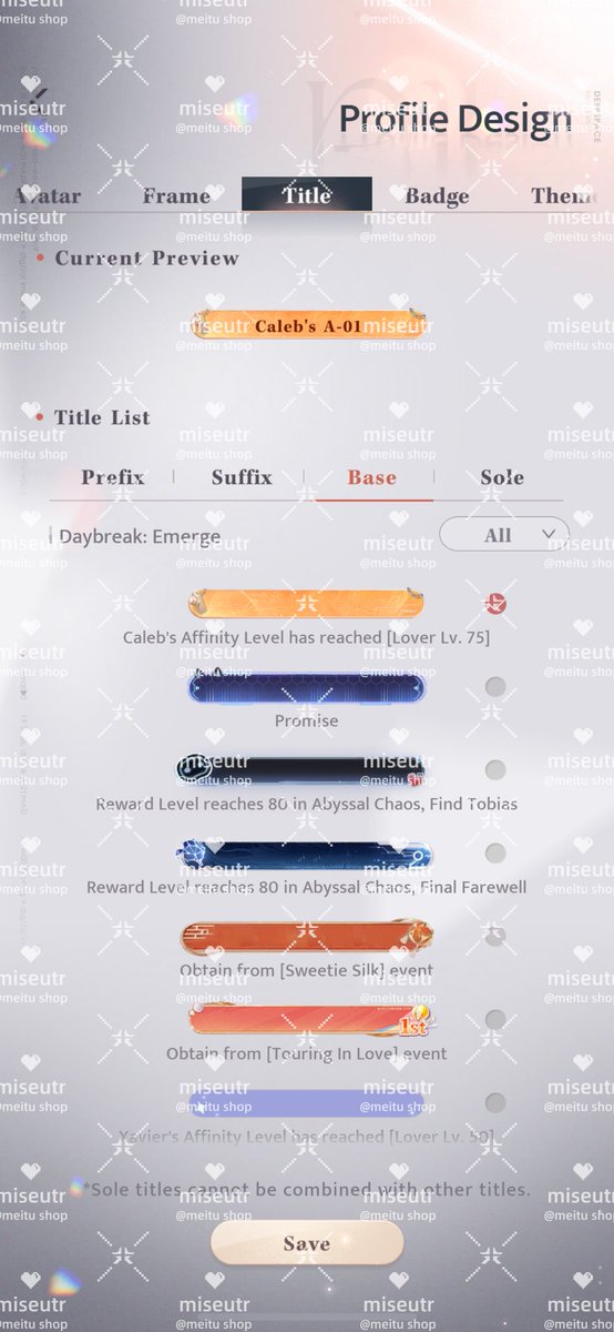 ( pls rt )
ขายไอดีเมนเซเวียร์-เคเลบ

💵 8OOO สดลดได้ ผ่อนได้ 2 งวด

ออรัม 80+

𓈒 มิธสอง ครบหมดยกเว้นไซลัส
𓈒 เซเวียร์ผ้าขนหนู ชุดคลุมปลดสีพิเศษ
𓈒 ไลท์ซีกเกอร์ R3
𓈒 ชุดเงือก 2 สี🩵🩷

พตทัก DM ได้เลย

#ตลาดนัดloveanddeepspace #ตลาดนัดLnD #ตลาดนัดLAD #LoveAndDeepspaceTH