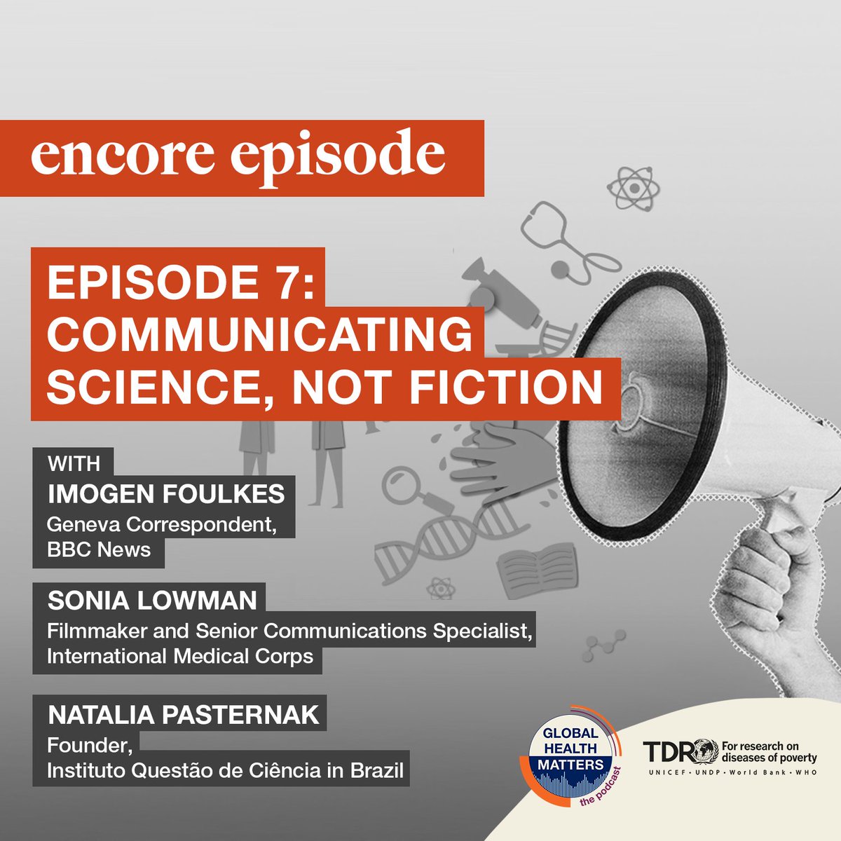 TDR (@tdrnews) on Twitter photo How do we bridge the gap between science and society? 🧪
In this encore of Episode 18, <a href="/GarryAslanyan/">Dr Garry Aslanyan</a> speaks with a microbiologist, a journalist, and a filmmaker about the art—and urgency—of science communication.
🎧 tinyurl.com/GHM-Encore2 How do we bridge the gap between science and society? 🧪
In this encore of Episode 18, <a href="/GarryAslanyan/">Dr Garry Aslanyan</a> speaks with a microbiologist, a journalist, and a filmmaker about the art—and urgency—of science communication.
🎧 tinyurl.com/GHM-Encore2