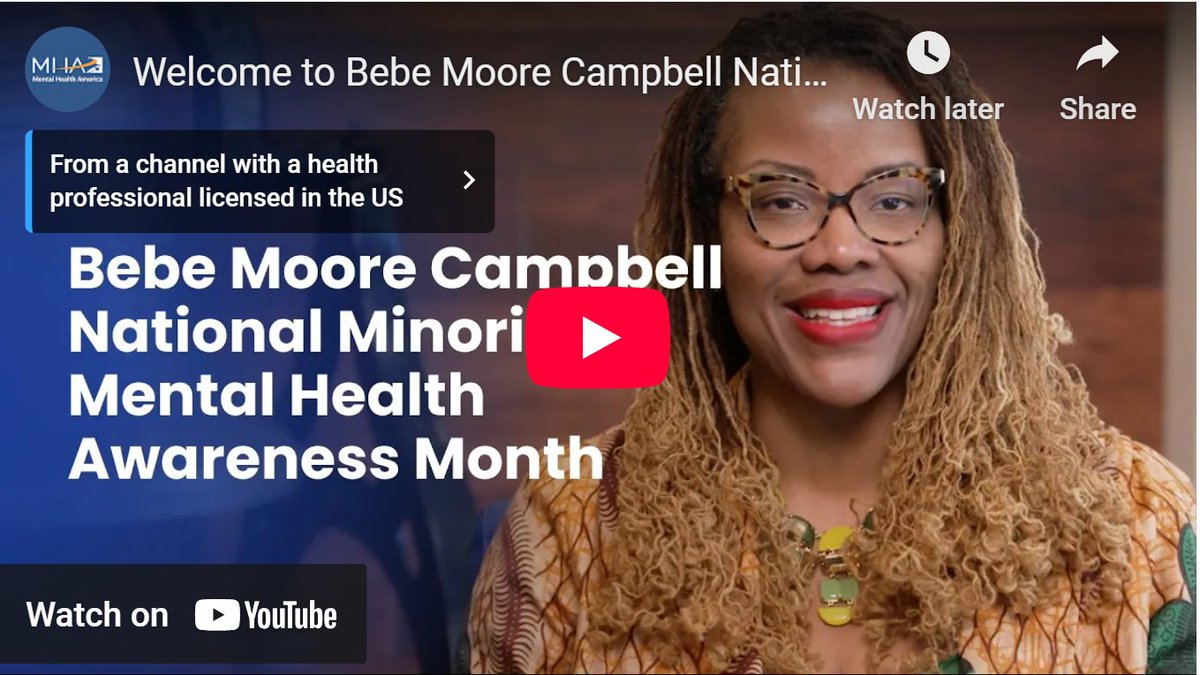 🎥 Watch Now: July is Bebe Moore Campbell National Minority Mental Health Awareness Month—a time to uplift the voices, experiences, and mental health needs of BIPOC communities.

📺 Watch here: sbee.link/9ekpmc84db

#MinorityMentalHealthMonth #BIPOCMentalHealth #MHAMD