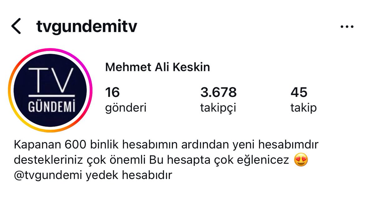 Günaydın kapanan hesabımın ardından yeni hesabım takiplerinizi bekliyorum