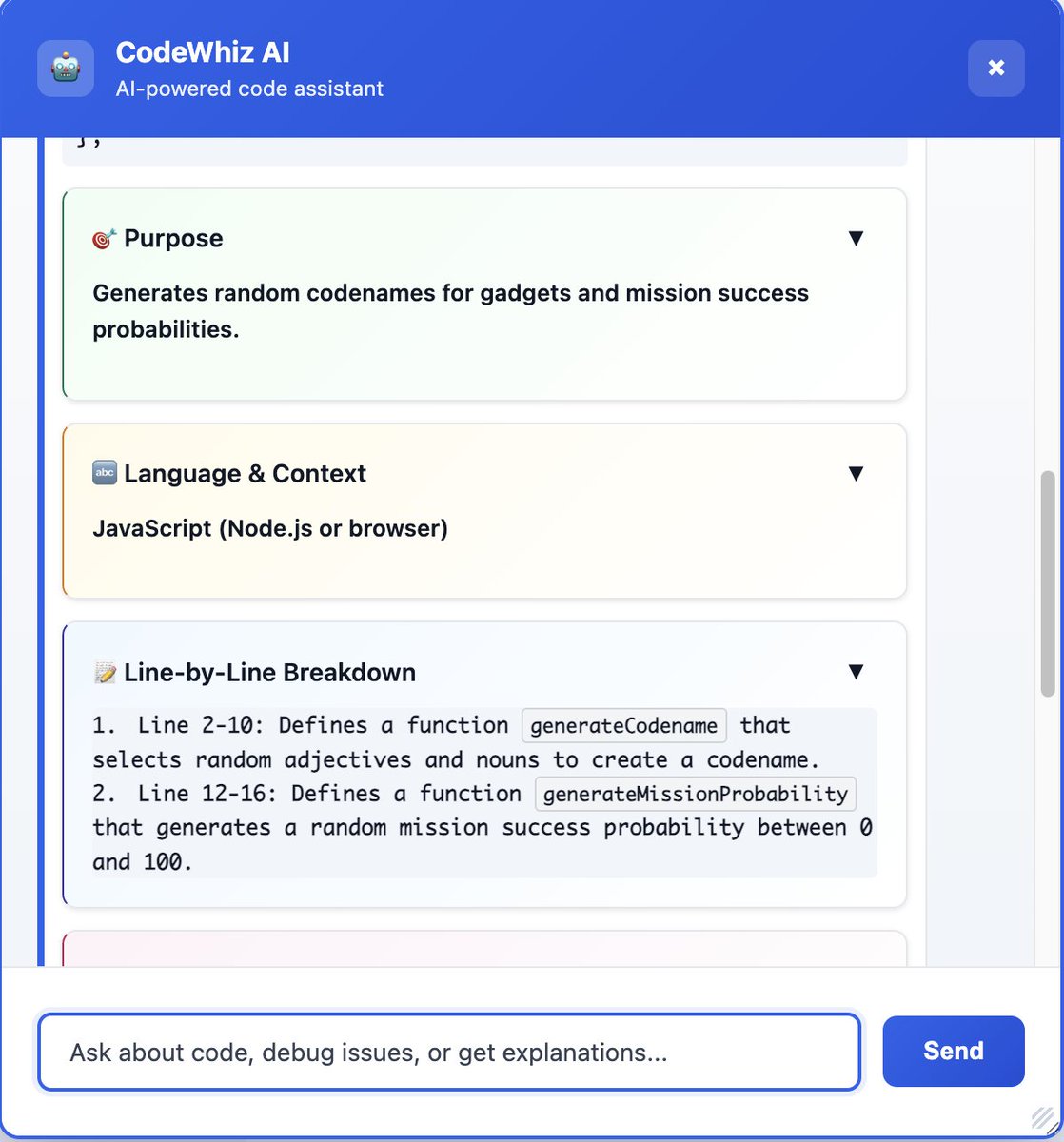 i_build_mvps's tweet image. this is what the chat widget looks like for my chrome extension.
currently trying to add more advanced features.