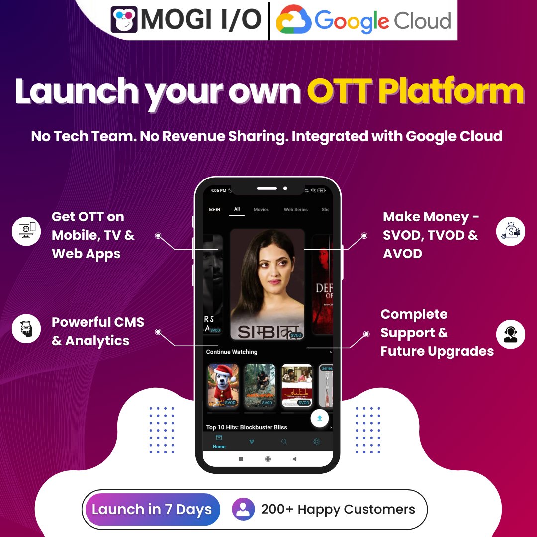 MogiOTTSolution's tweet image. 🎬 Launch your OTT Platform with Mogi I/O

We build high-quality, customizable OTT apps to help you enter the booming streaming market — fast &amp;amp; hassle-free

🌐 mogiio.com
📞 +91 7678268453
💬 WhatsApp: wa.me/+917017235483
📧 tushar.gupta@mogiio.com
#mogi #mogiio