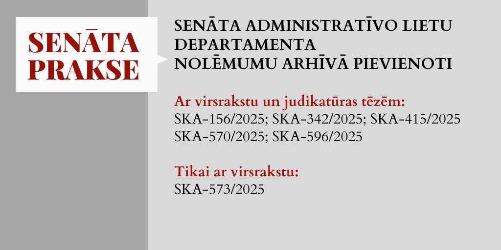 Augstaka_tiesa's tweet image. @Augstaka_tiesa mājaslapas Tiesu prakses sadaļā Senāta nolēmumu arhīva klasifikatoros jūnijā pievienoti Administratīvo lietu departamenta 6 nolēmumi – 5 ar judikatūras tēzēm, 1 tikai ar virsrakstu: at.gov.lv/lv/jaunumi/par…