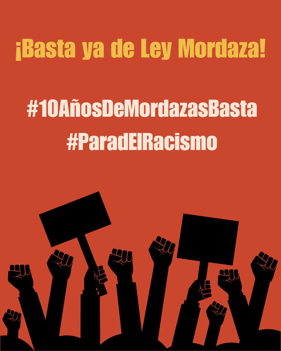 Nosomosdelito's tweet image. El 1 de julio de 2025 se cumplen 10 años de la entrada en vigor de la reforma de la Ley de Protección de la Seguridad Ciudadana, conocida como #LeyMordaza por las restricciones impuestas al ejercicio de derechos y libertades fundamentales. #10AñosDeMordazasBasta #ParadElRacismo