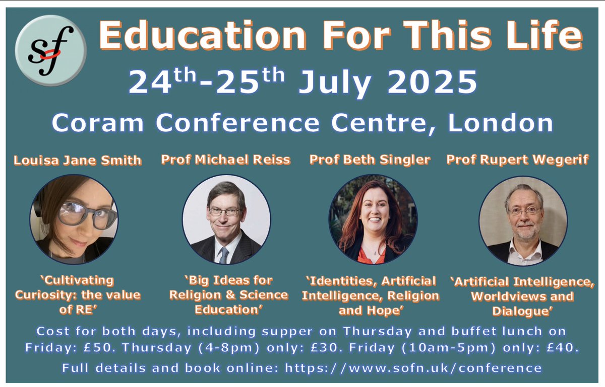How is AI impacting on religion, and religion on AI? And what are the practical consequences for effective (religious) education? How can we use Big Ideas to make deep learning a pleasure? Curious to know more? This year’s SOF conference will enlighten: sofn.uk