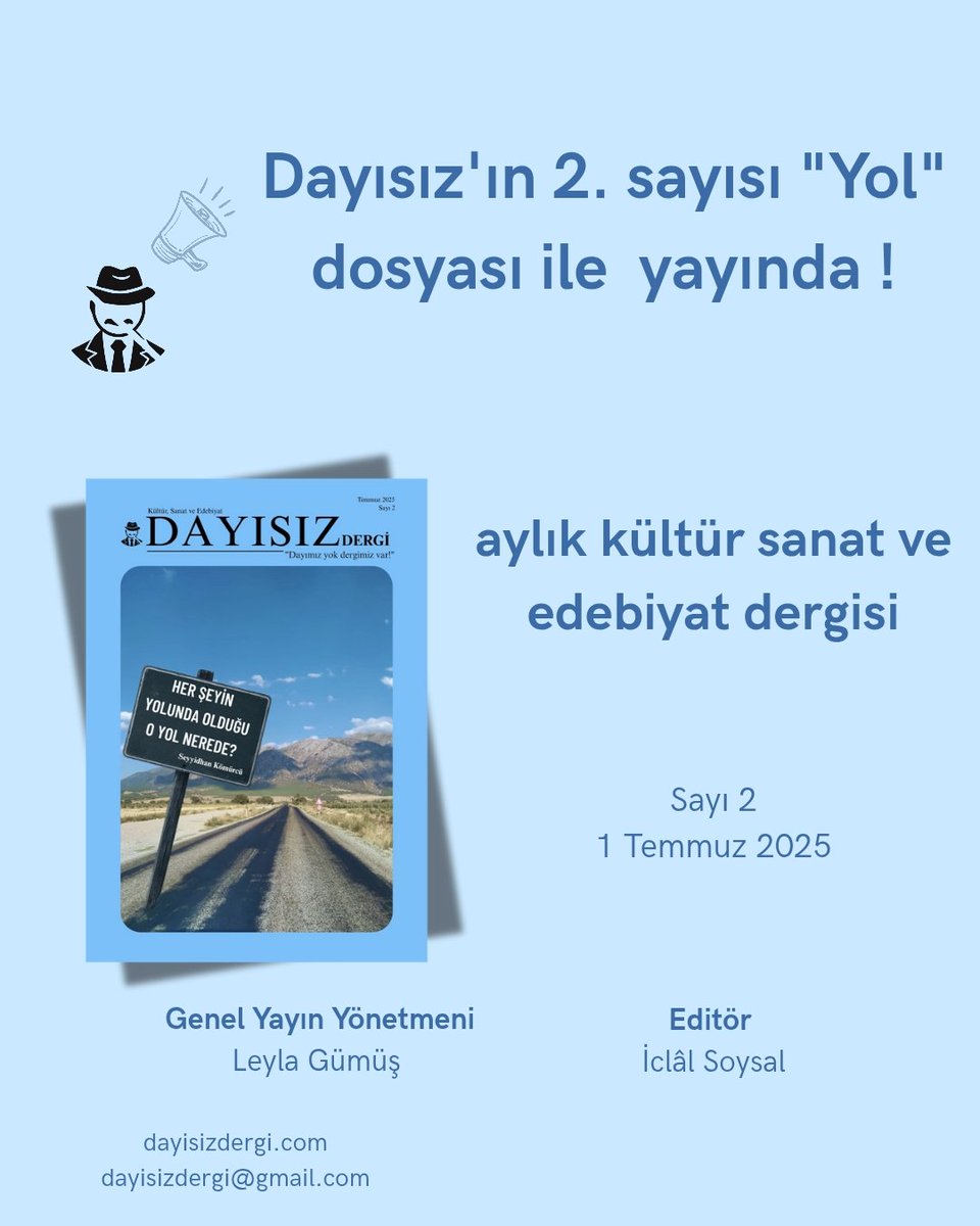 Dayısız'ın 2. sayısı "Yol" dosyası ile yayında!

Yeni sayıya ulaşmak için dayisizdergi.com adresini ziyaret edebilirsiniz