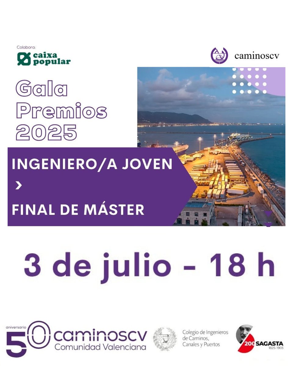 Caminos UPV (@caminosupv) on Twitter photo 🔵 Ven a la entrega de los Premios Caminos del
<a href="/caminoscv/">Caminos CV</a>. Reciben el galardón Francesc Ribes, docente de la Escuela y Ernesto Colomer, egresado ETSICCP al Ingeniero Joven (ex aequo) y la estudiante de @caminosupv Ana González (mejor TFM)
📅3/07🕕 18:00h
🔗caminoscv.es/wp-content/upl… 🔵 Ven a la entrega de los Premios Caminos del
<a href="/caminoscv/">Caminos CV</a>. Reciben el galardón Francesc Ribes, docente de la Escuela y Ernesto Colomer, egresado ETSICCP al Ingeniero Joven (ex aequo) y la estudiante de @caminosupv Ana González (mejor TFM)
📅3/07🕕 18:00h
🔗caminoscv.es/wp-content/upl…