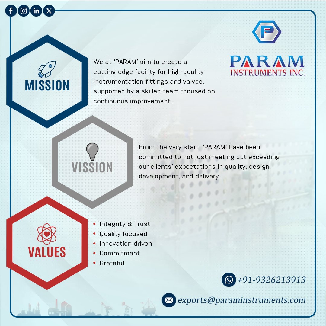 Param Instruments Inc. (@param_inc_) on Twitter photo We at 'PARAM' has much to offer companies operating in the oil and gas industry. Our company manufactures a wide range of industrial products.
Email : exports@paraminstruments.com
WhatsApp : +919326213913
#Industrial #tubefittings #valve #SS316 #oilandgas #metal #cnc #madeinIndia We at 'PARAM' has much to offer companies operating in the oil and gas industry. Our company manufactures a wide range of industrial products.
Email : exports@paraminstruments.com
WhatsApp : +919326213913
#Industrial #tubefittings #valve #SS316 #oilandgas #metal #cnc #madeinIndia